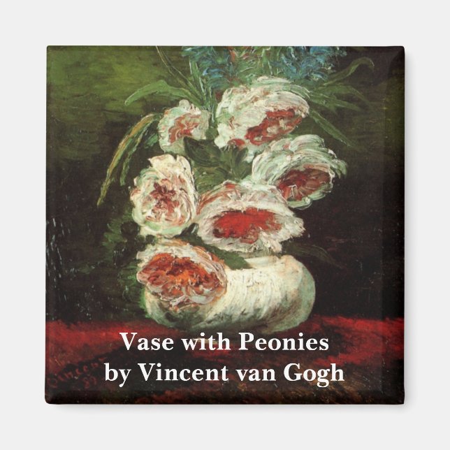 Imán Vase con peonies de Vincent van Gogh (Frente)
