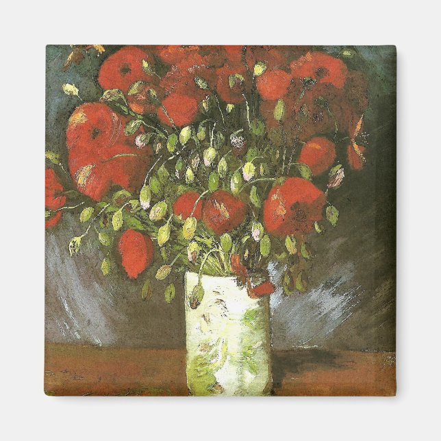 Imán Vase con rojos de los pepinos Van Gogh Bella Artes (Frente)