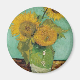 Imán Vase con tres girasoles, Vincent van Gogh
