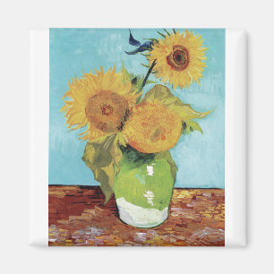 Imán Vase con tres Sunglowers 1888 por Vincent van Gog