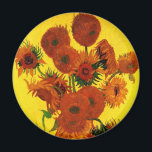 Imán Vase de la vida con 15 girasoles Vincent van Gogh<br><div class="desc">Still Life: Vase con los quince girasoles de Vincent van Gogh es un bello arte vintage post impresionismo aún vida floral pintura. Hermoso ramo de girasoles recién cortados en amarillo y naranja de un jardín de verano en plena floración. Sobre el artista: Vincent Willem van Gogh (1853-1890) fue uno de...</div>
