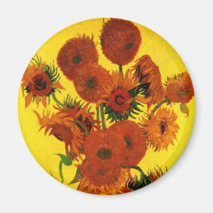 Imán Vase de la vida con 15 girasoles Vincent van Gogh
