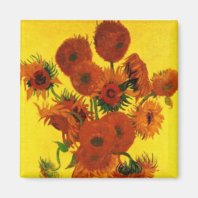 Imán Vase de la vida con 15 girasoles Vincent van Gogh (Frente)