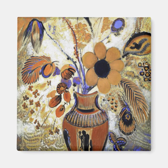 Imán Vase etrusca con flores, Redon (Frente)