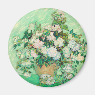 Imán Vaso de Vincent Van Gogh con Rosas Rosadas Arte Fi