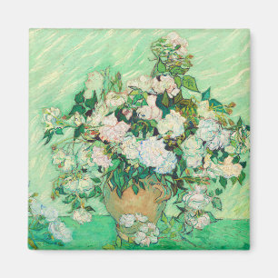 Imán Vaso de Vincent Van Gogh con Rosas Rosadas Arte Fi