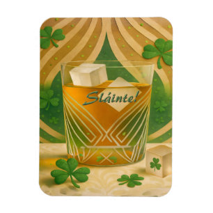 Imán Vaso de Whiskey Irlandés Shamrocks "Sláinte!"