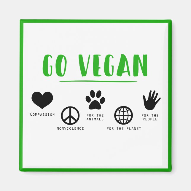 Imán Vayan Vegan Slogan Cita Gente, planeta, animal (Frente)