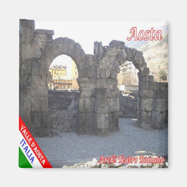 Imán VDA004 AOSTA, ARCOS DE TEATRO ROMANO, Frigorífico (Frente)