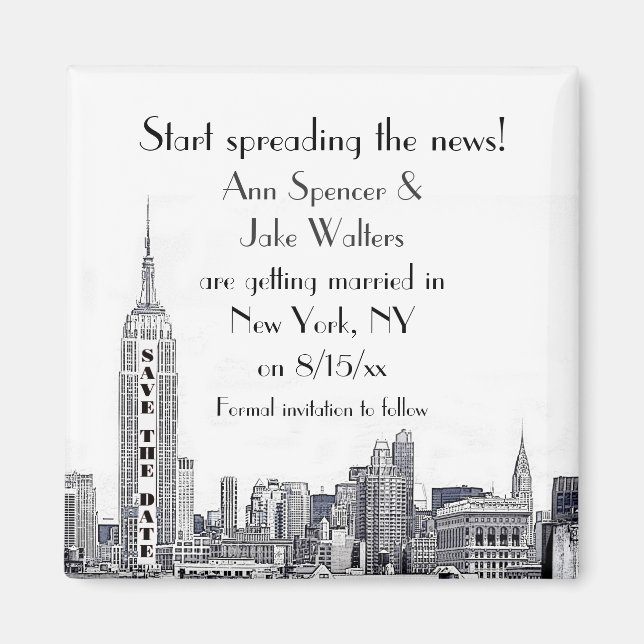 Imán ¡VEA EL ENLACE REVISADO! NYC Skyline Etched 01 Sav (Frente)