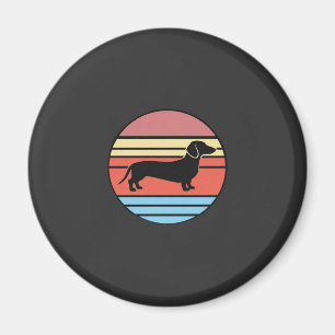 Imán Vector Atardecer Perro Dachshund Retro