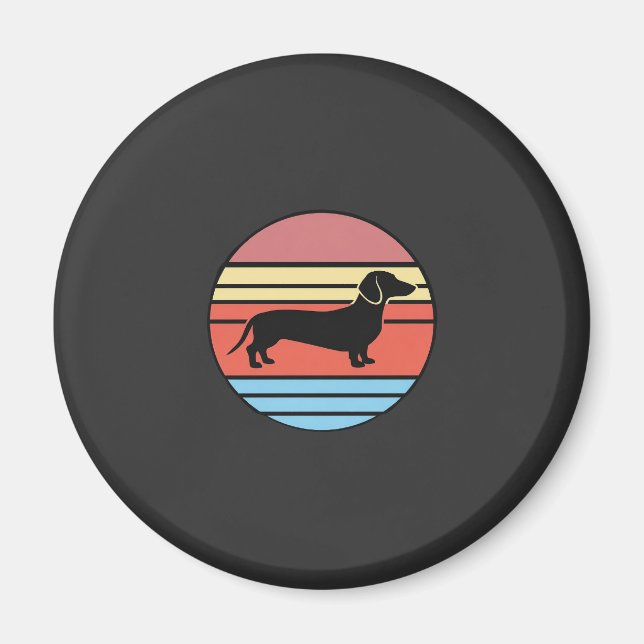 Imán Vector Atardecer Perro Dachshund Retro (Frente)