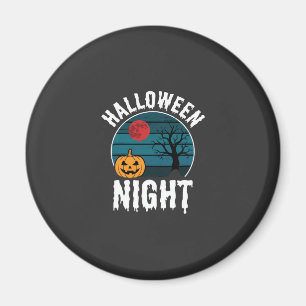 Imán Vector de árbol de calabaza de noche de Halloween