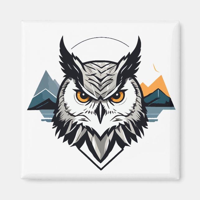Imán Vector de búho Arte Animal Moderno Ciudad Urbana G (Frente)