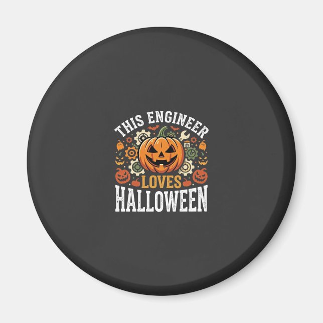 Imán Vector de calabaza de ingeniero de Halloween (Frente)