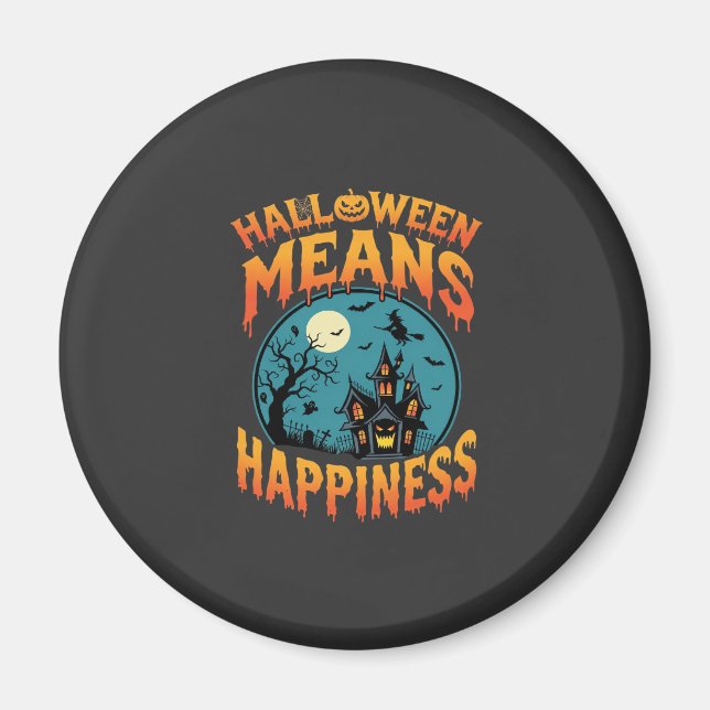 Imán Vector de Casa Embrujada de Felicidad de Halloween (Frente)