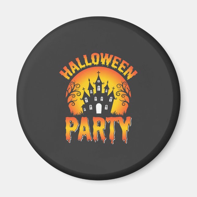 Imán Vector de fiesta de casa embrujada de Halloween (Frente)