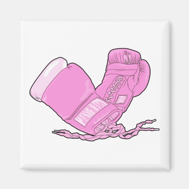 Imán vector de guantes de boxeo rosa (Frente)