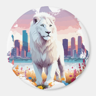 Imán Vector de León Arte Animal Majestic Naturaleza Wil