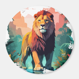 Imán Vector de León Arte Animal Majestic Naturaleza Wil
