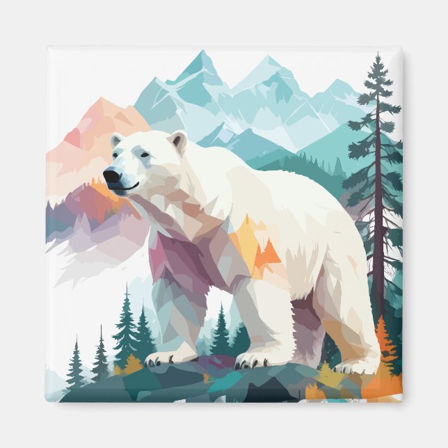 Imán Vector de Oso Polar Arte Animal Majestuoso Natural (Frente)