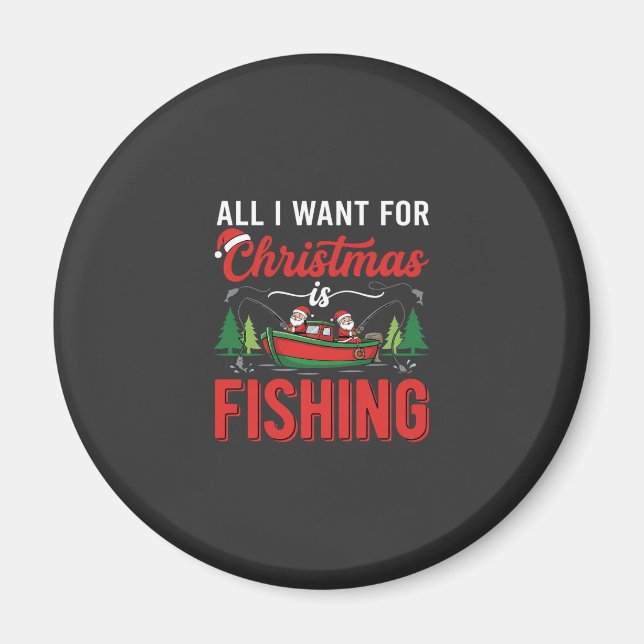 Imán Vector de Santa de pesca de Navidad (Frente)