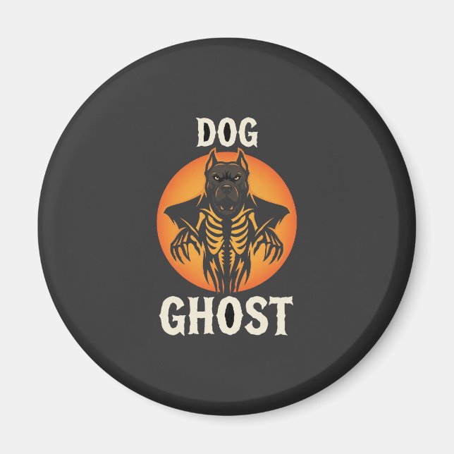 Imán Vector de terror de Halloween de fantasma de perro (Frente)