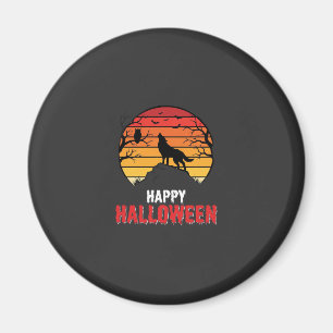 Imán Vector Lobo Atardecer Feliz Halloween