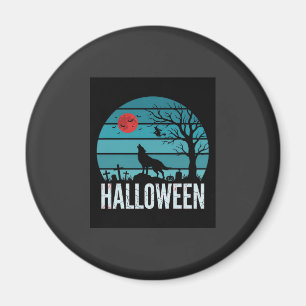 Imán Vector Luna Cementerio Lobo Halloween