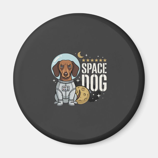 Imán Vector perro astronauta dachshund espacial (Frente)