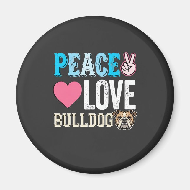Imán Vector Perro Bulldog Paz Amor (Frente)