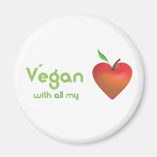 Imán Vegan con todo mi corazón (corazón de manzana roja