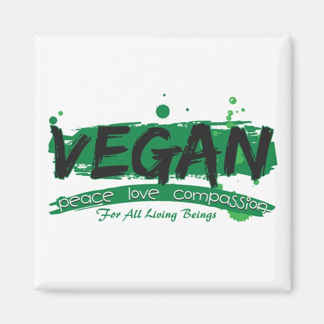Imán Vegan Peace Love Compasión (Frente)