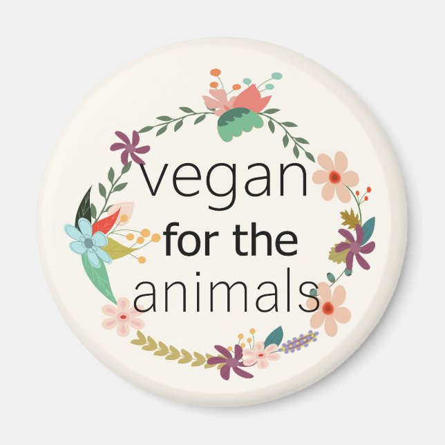Imán Vegan por el diseño floral de los animales (Frente)