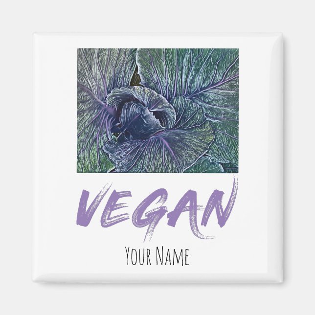 Imán Vegan Red Cabbage Vintage (Frente)