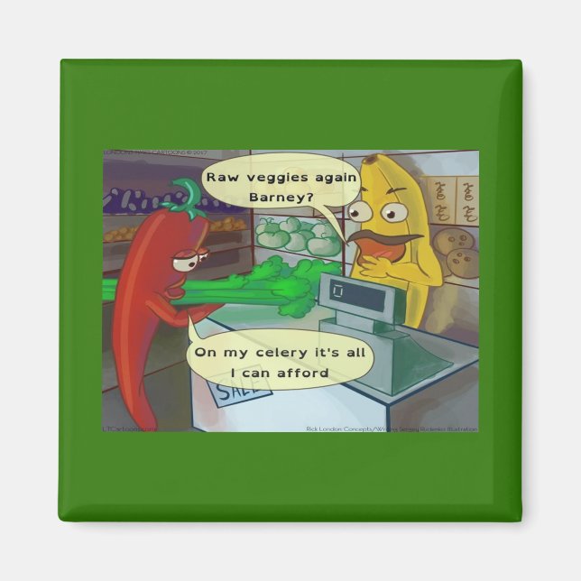 Imán Vegan Veggie Shopping Fridge Rick London Magnet (Frente)