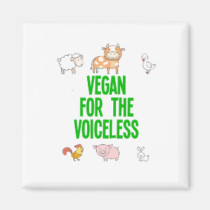 Imán Vegano por los sin voz blanco con animales diverti