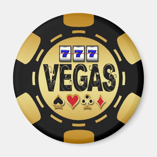 IMÁN VEGAS GOLD Y BLACK POKIP CHIP (Frente)