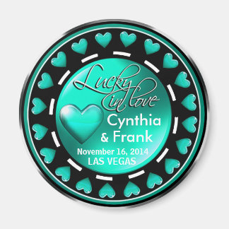 Imán Vegas Lucky in Love Hearts Casino Chip aqua