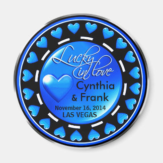 Imán Vegas Lucky in Love Hearts Casino Chip blue