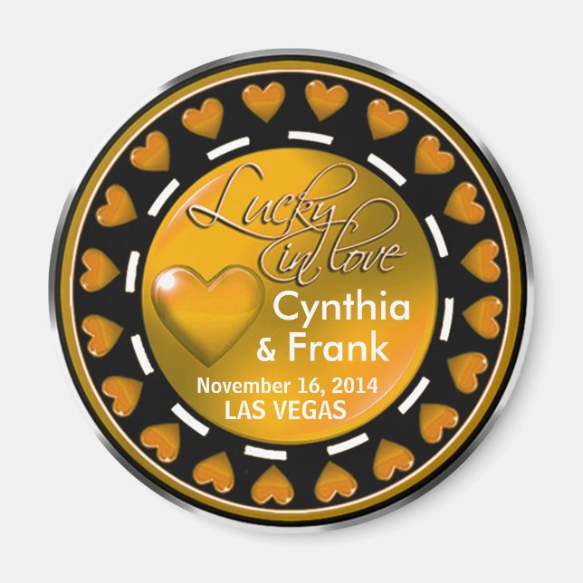 Imán Vegas Lucky in Love Hearts Casino Chip pumpkin (Frente)