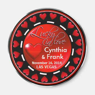 Imán Vegas Lucky in Love Hearts Casino Chip red