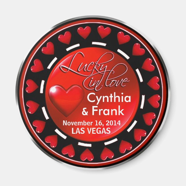 Imán Vegas Lucky in Love Hearts Casino Chip red (Frente)