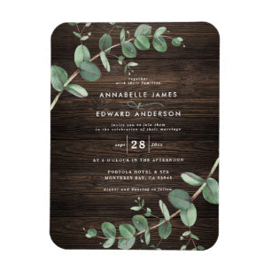 Imán vegetación boda Eucalyptus madera negra botánica