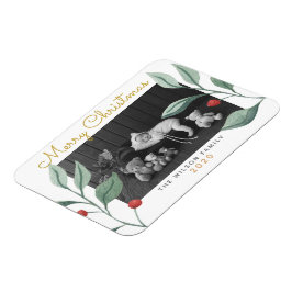 Imán Vegetación y Berry de color de agua para navidades