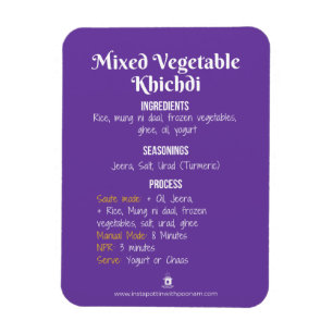 Imán vegetal de la receta de Khichdi