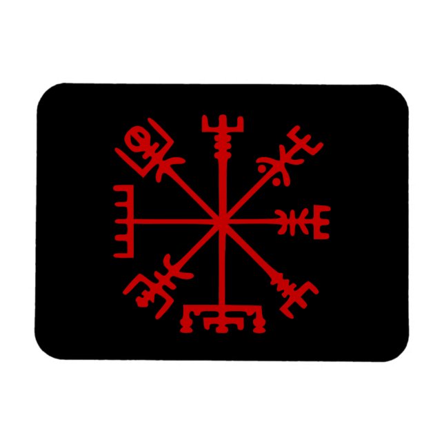 Imán Vegvísir Rojo Sangre (Vegvísir Viking Compass) (Horizontal)