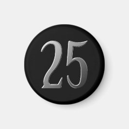 Imán Veinticinco Grabado en relieve plateado sobre negr