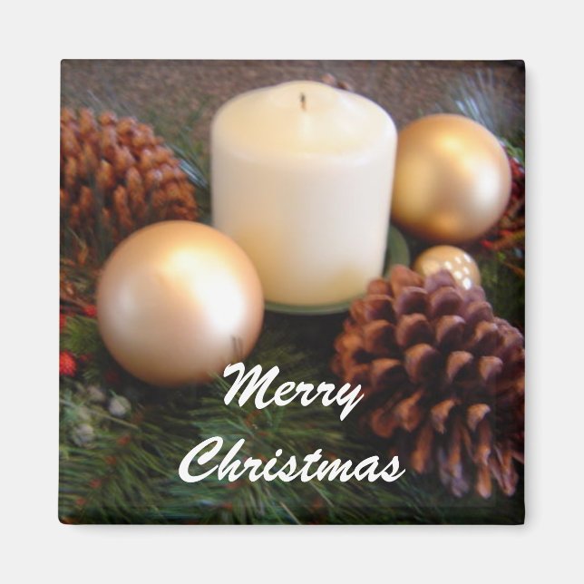 Imán Vela elegante con tonos de pino (Frente)