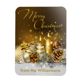 Imán Velas doradas Feliz Navidad